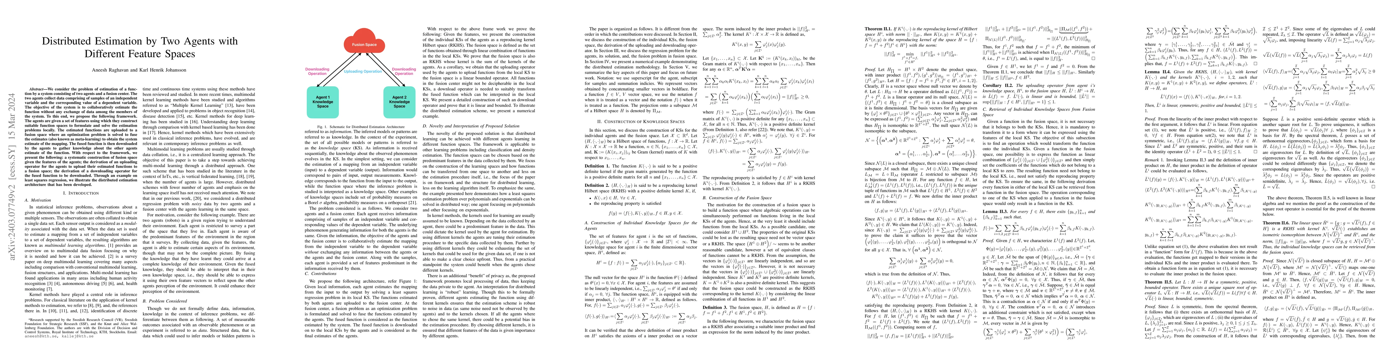 Thumbnail for Distributed Estimation by Two Agents with Different Feature Spaces
