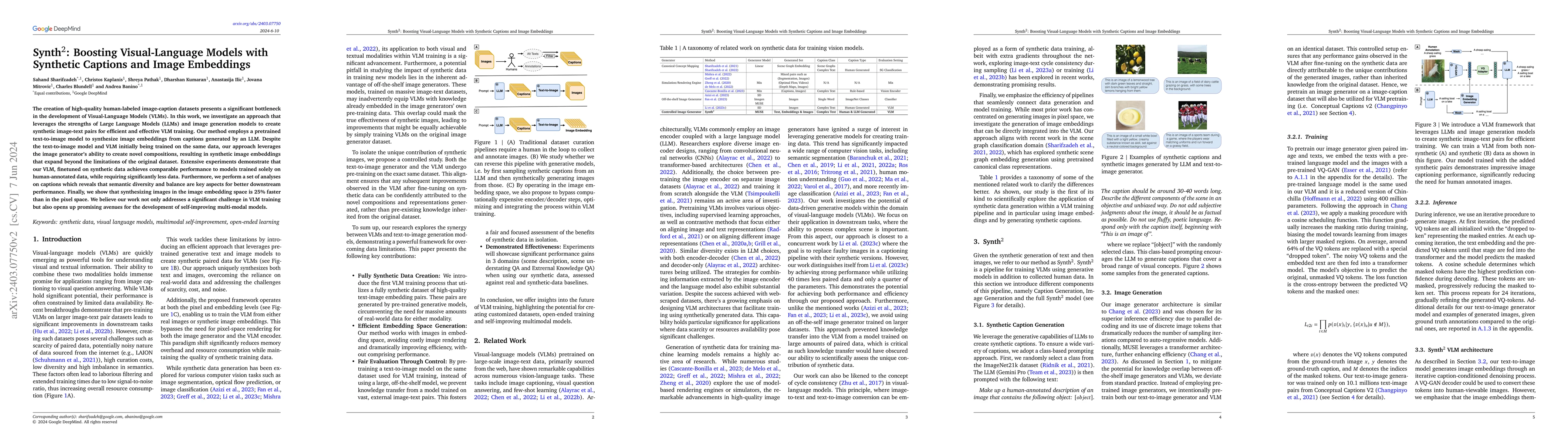 Thumbnail for Synth$^2$: Boosting Visual-Language Models with Synthetic Captions and
  Image Embeddings