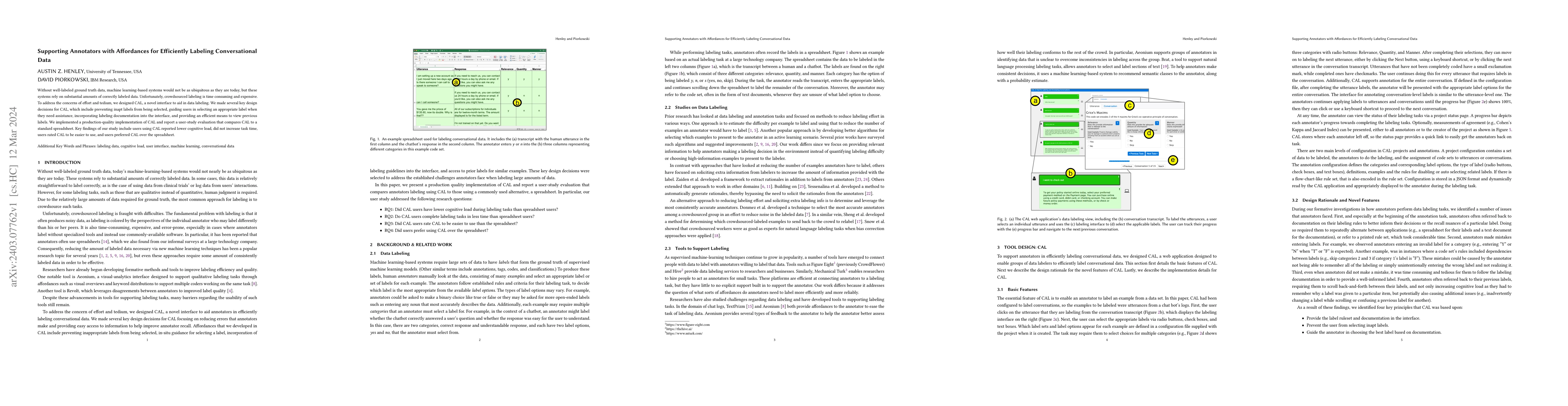 Thumbnail for Supporting Annotators with Affordances for Efficiently Labeling
  Conversational Data