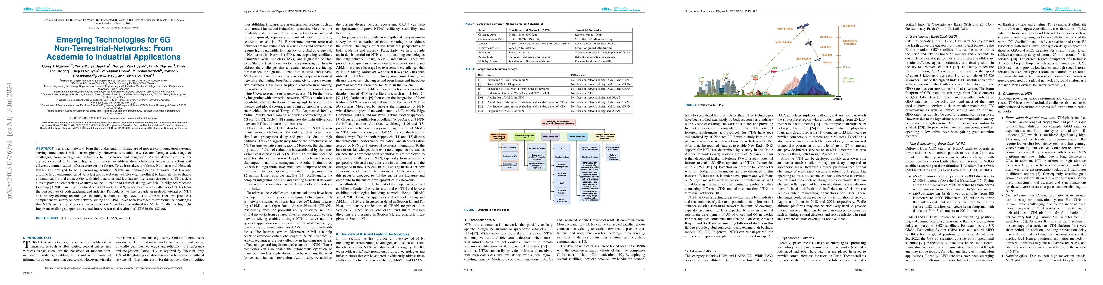 Thumbnail for Emerging Technologies for 6G Non-Terrestrial-Networks: From Academia to
  Industrial Applications