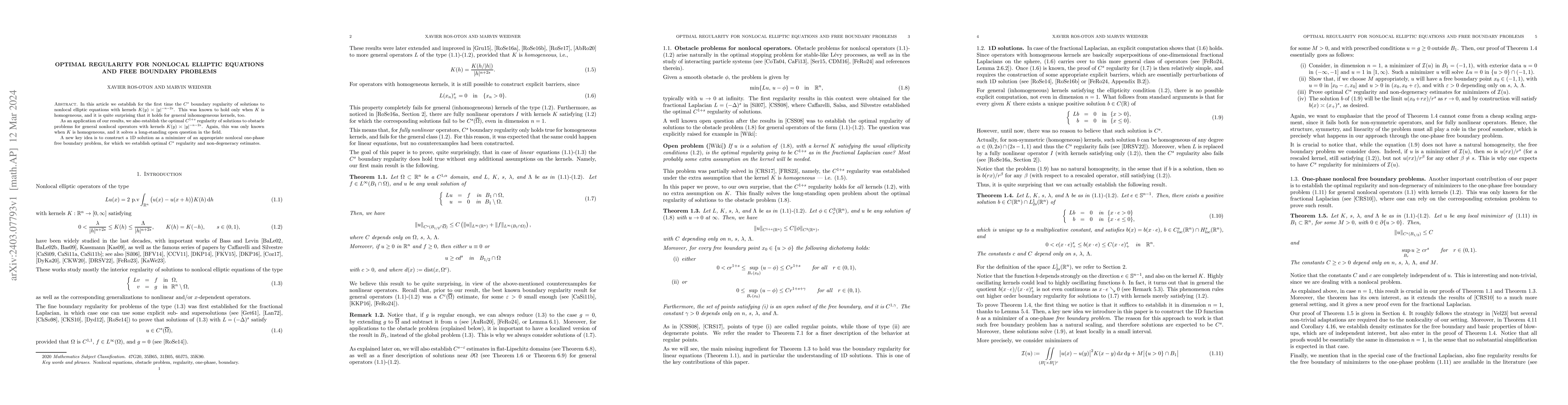 Thumbnail for Optimal regularity for nonlocal elliptic equations and free boundary
  problems