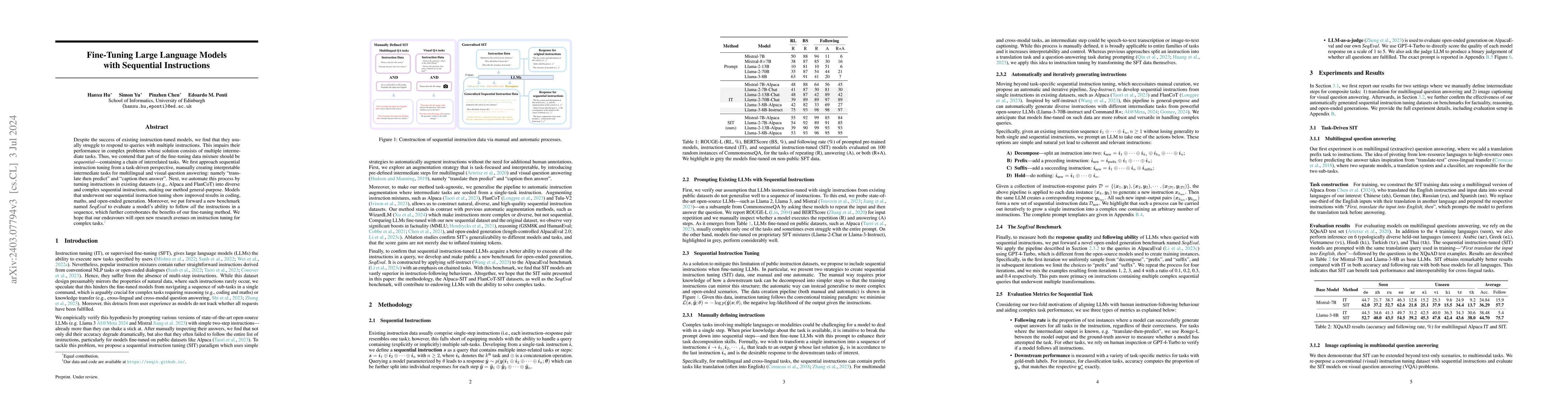 Thumbnail for Fine-tuning Large Language Models with Sequential Instructions