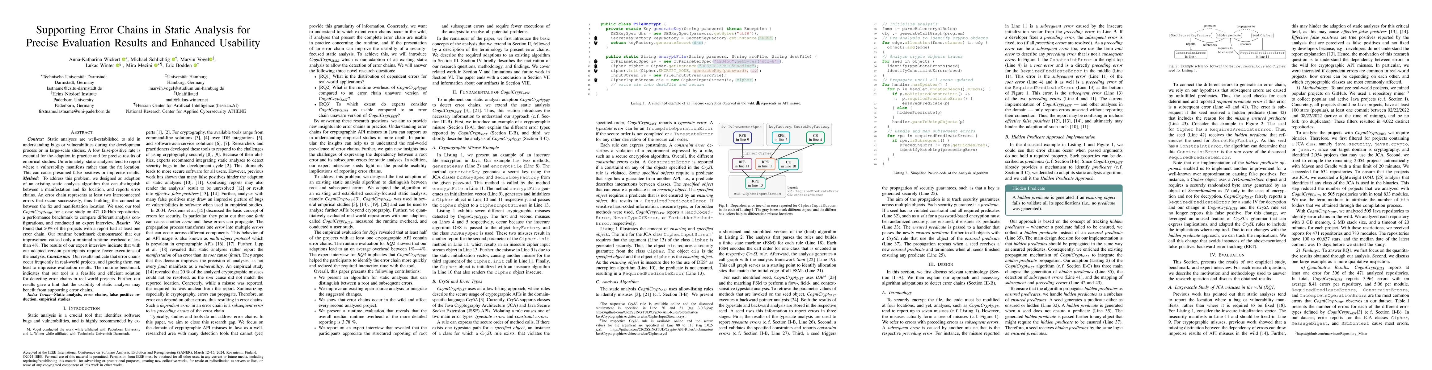Thumbnail for Supporting Error Chains in Static Analysis for Precise Evaluation
  Results and Enhanced Usability