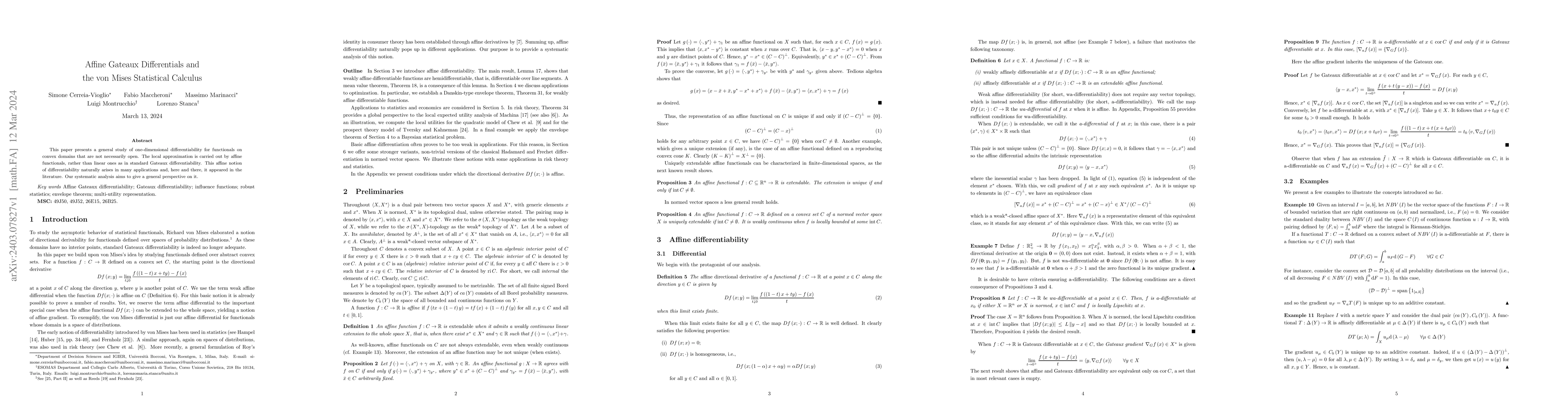 Thumbnail for Affine Gateaux Differentials and the von Mises Statistical Calculus