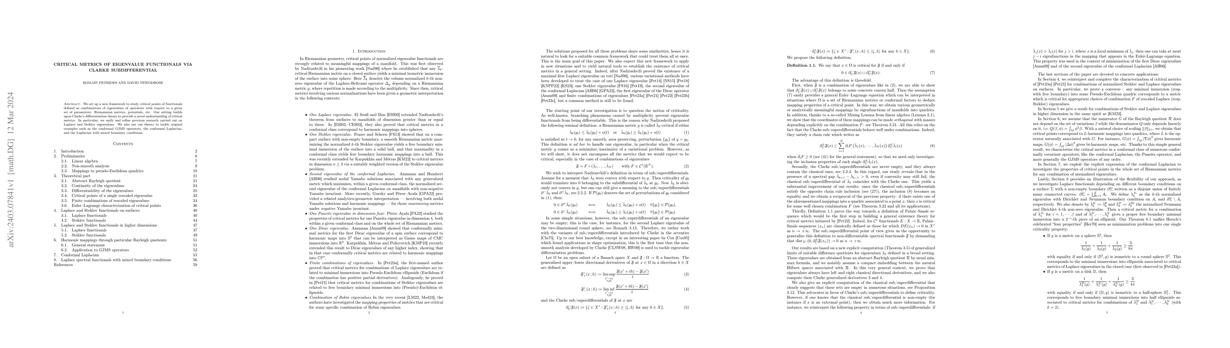 Thumbnail for Critical metrics of eigenvalue functionals via Clarke subdifferential
