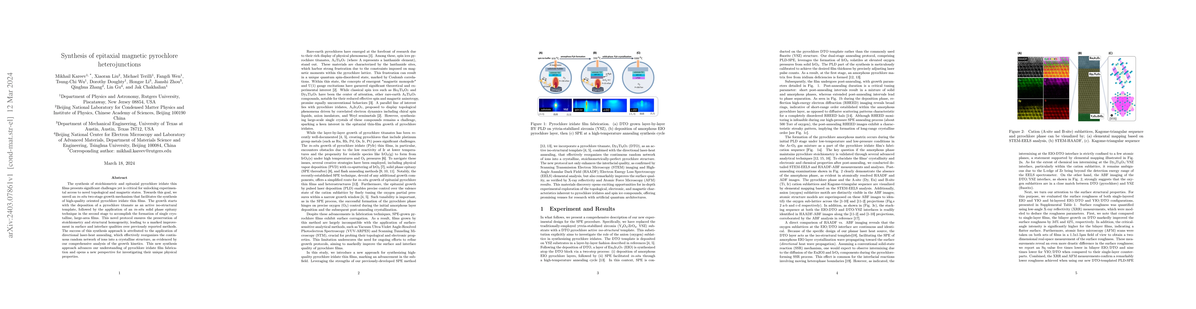 Thumbnail for Synthesis of epitaxial magnetic pyrochlore heterojunctions