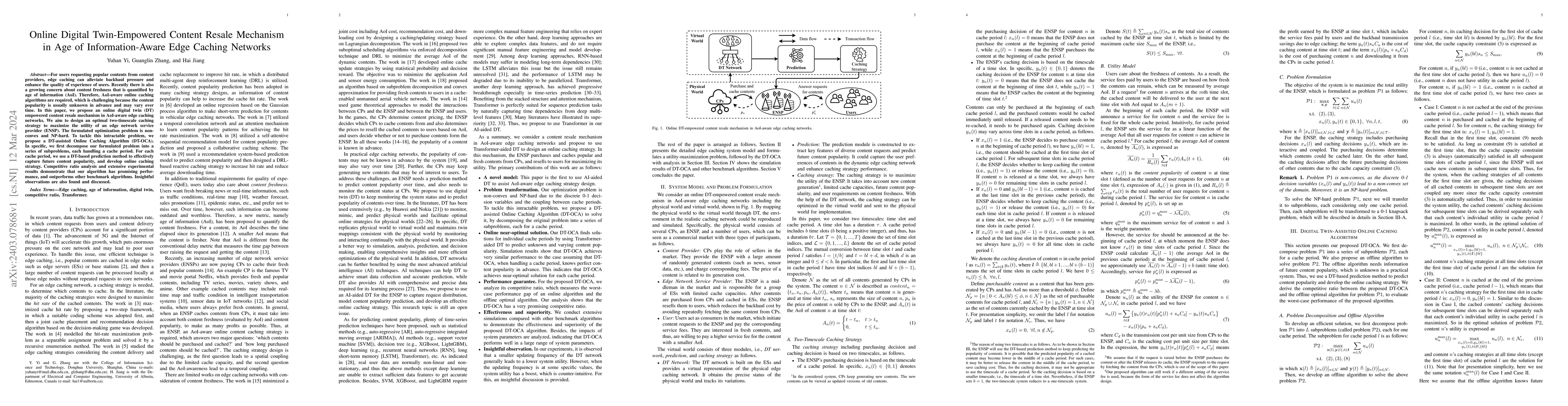 Thumbnail for Online Digital Twin-Empowered Content Resale Mechanism in Age of
  Information-Aware Edge Caching Networks