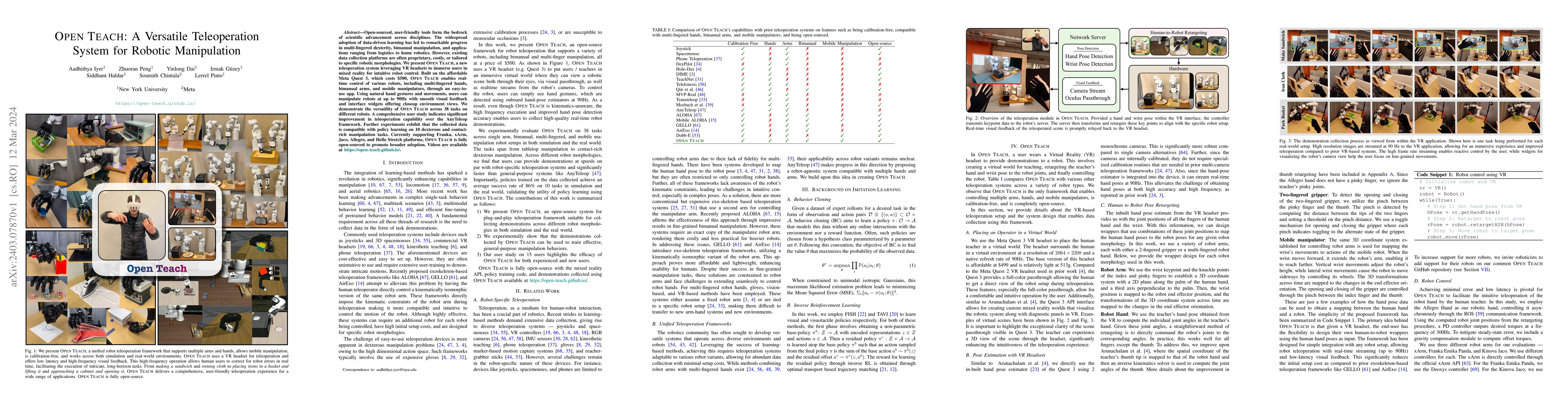 Thumbnail for OPEN TEACH: A Versatile Teleoperation System for Robotic Manipulation