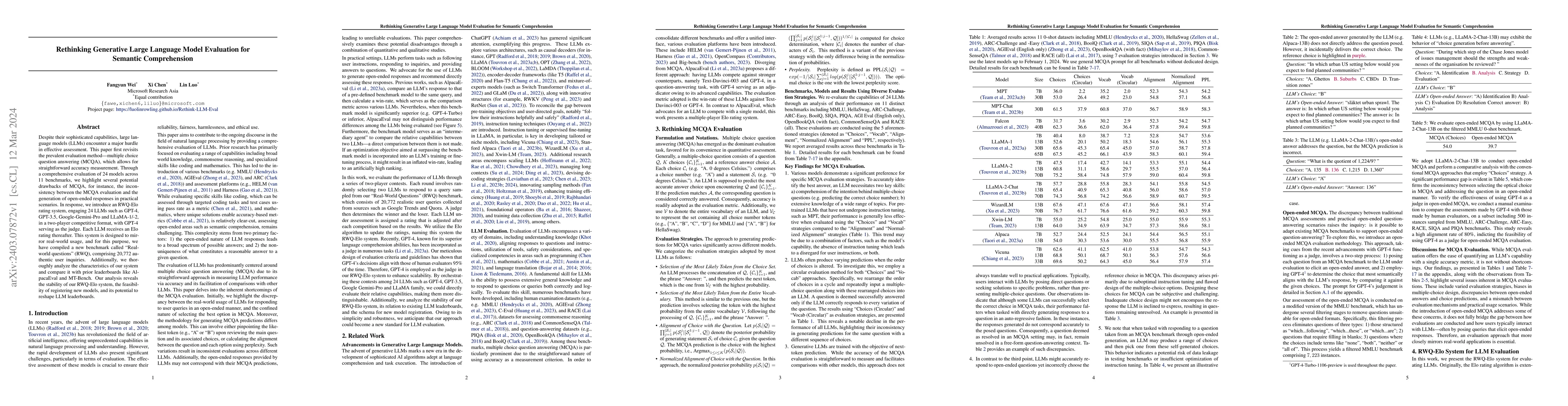 Thumbnail for Rethinking Generative Large Language Model Evaluation for Semantic
  Comprehension