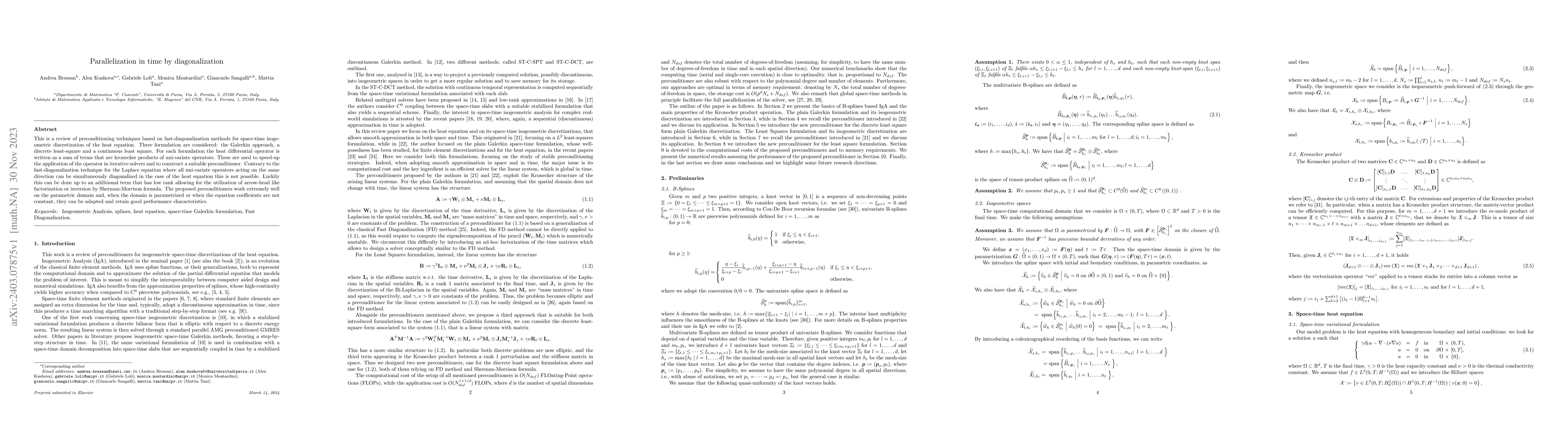 Thumbnail for Parallelization in time by diagonalization