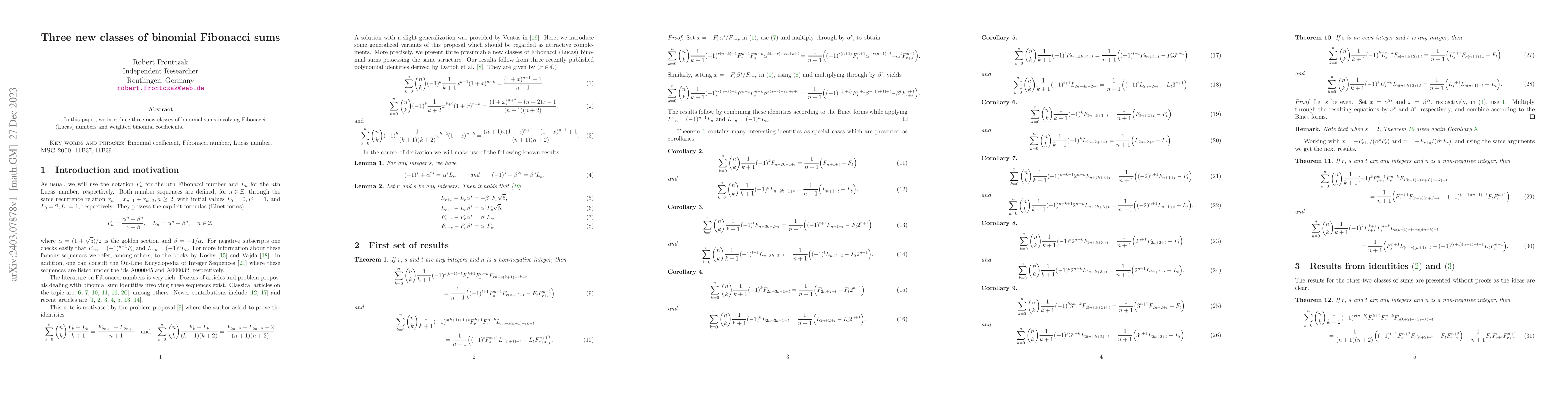 Thumbnail for Three new classes of binomial Fibonacci sums