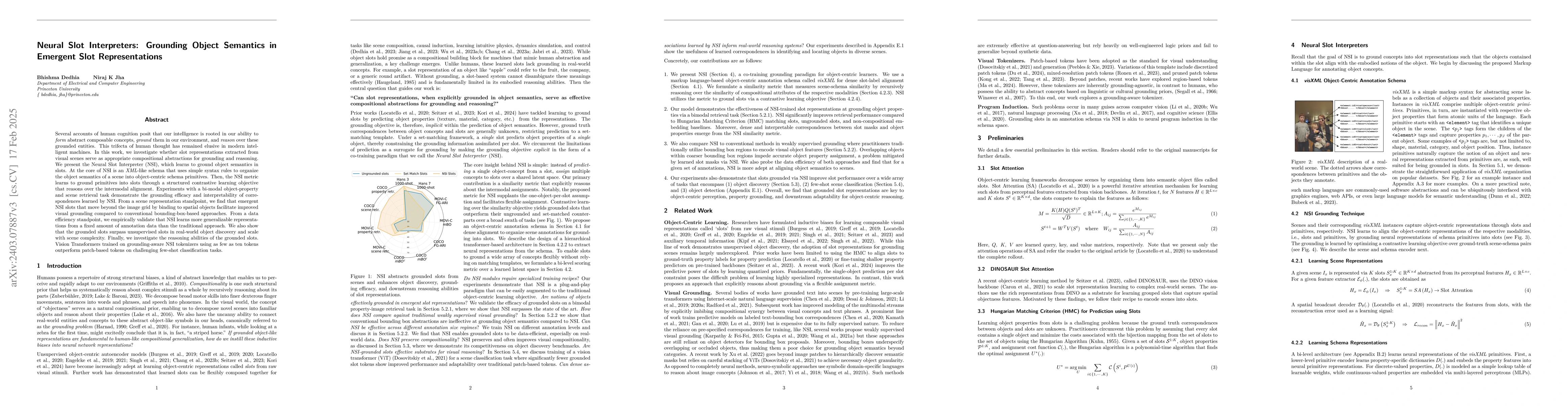 Thumbnail for Neural Slot Interpreters: Grounding Object Semantics in Emergent Slot
  Representations