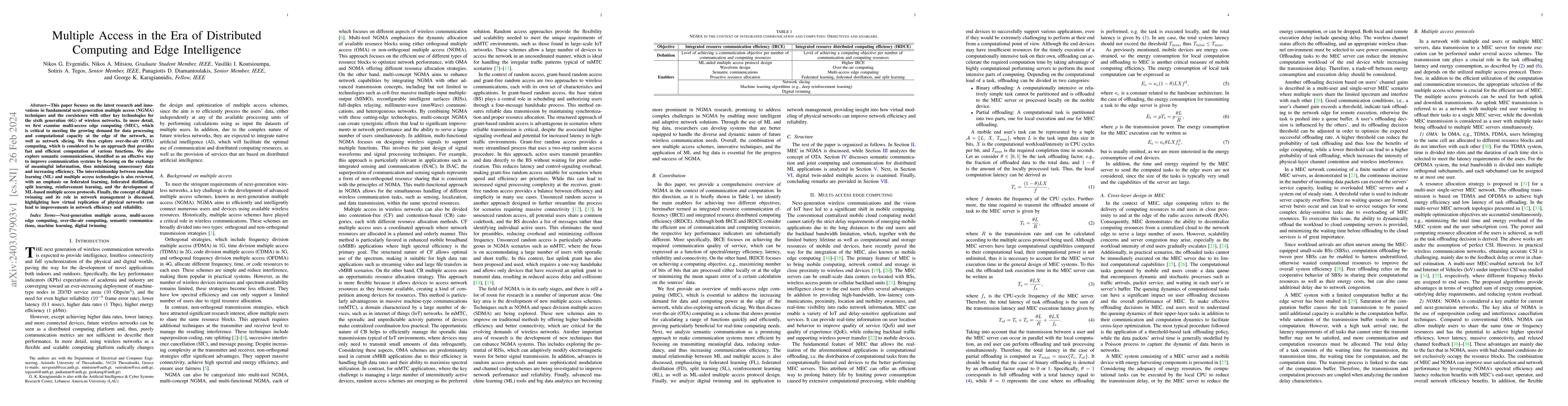 Thumbnail for Multiple Access in the Era of Distributed Computing and Edge
  Intelligence