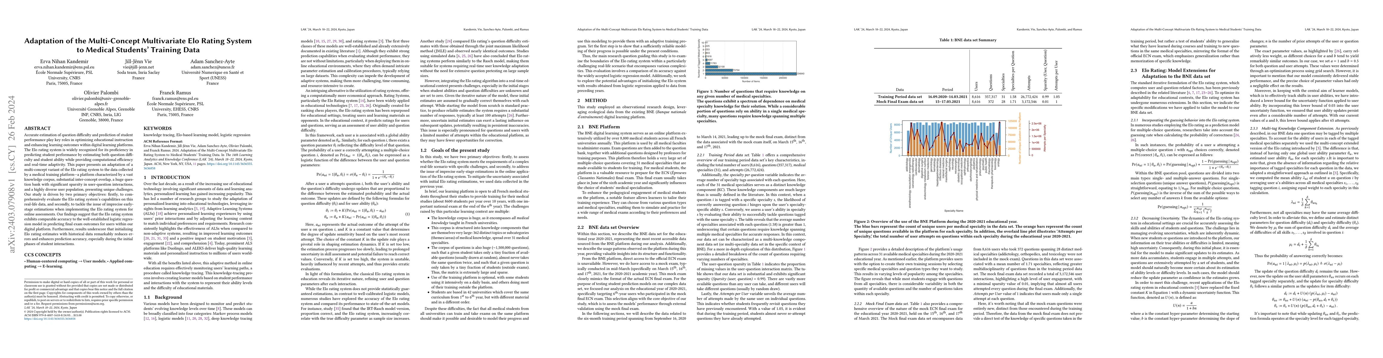 Thumbnail for Adaptation of the Multi-Concept Multivariate Elo Rating System to
  Medical Students Training Data