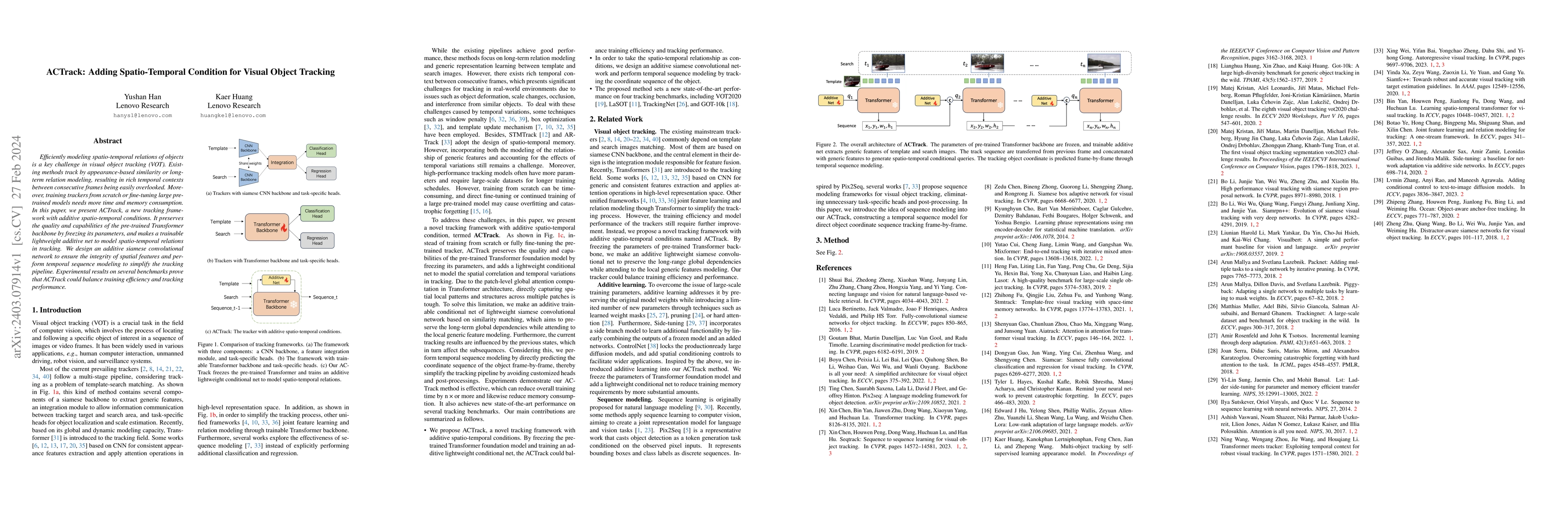 Thumbnail for ACTrack: Adding Spatio-Temporal Condition for Visual Object Tracking