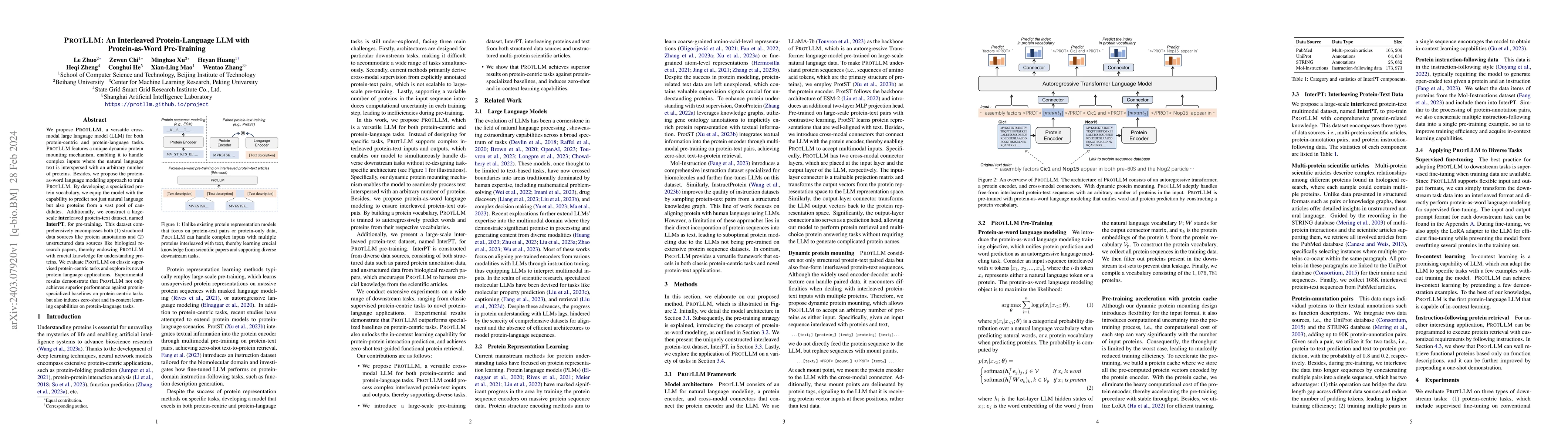 Thumbnail for ProtLLM: An Interleaved Protein-Language LLM with Protein-as-Word
  Pre-Training