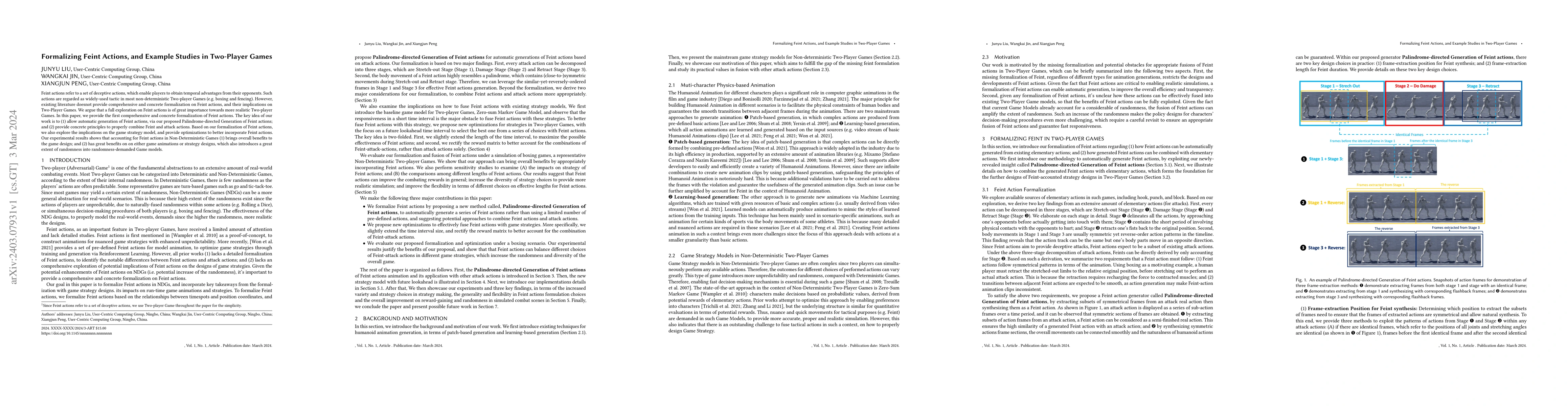 Thumbnail for Formalizing Feint Actions, and Example Studies in Two-Player Games