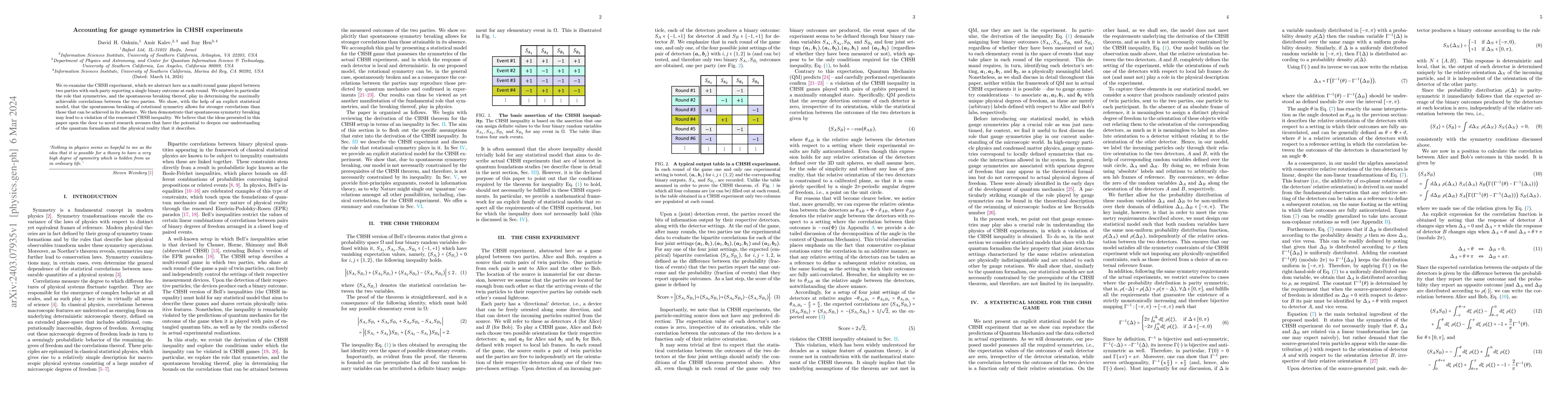 Thumbnail for Accounting for gauge symmetries in CHSH experiments
