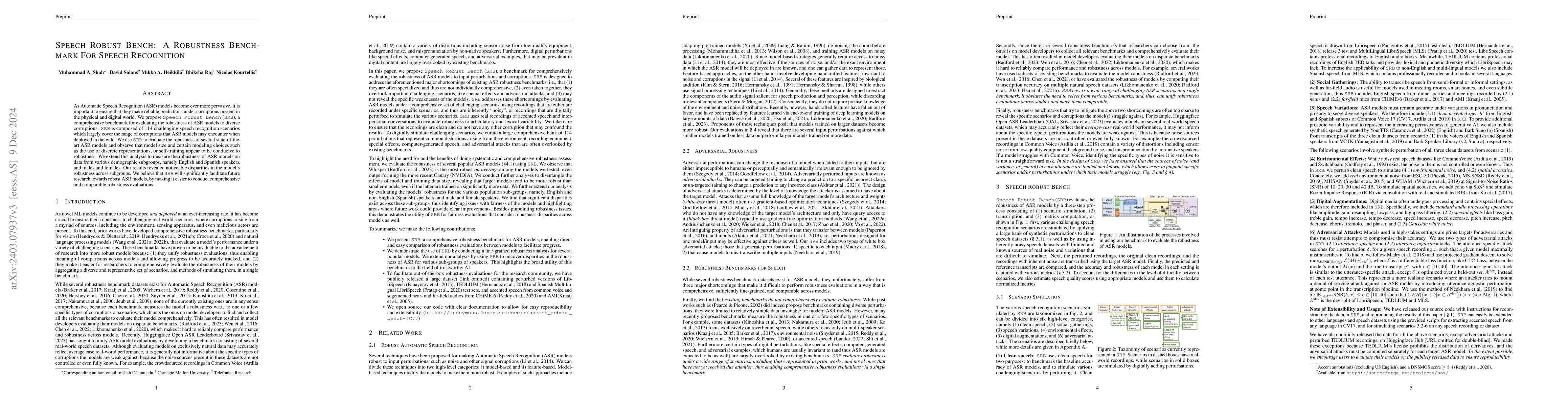 Thumbnail for Speech Robust Bench: A Robustness Benchmark For Speech Recognition