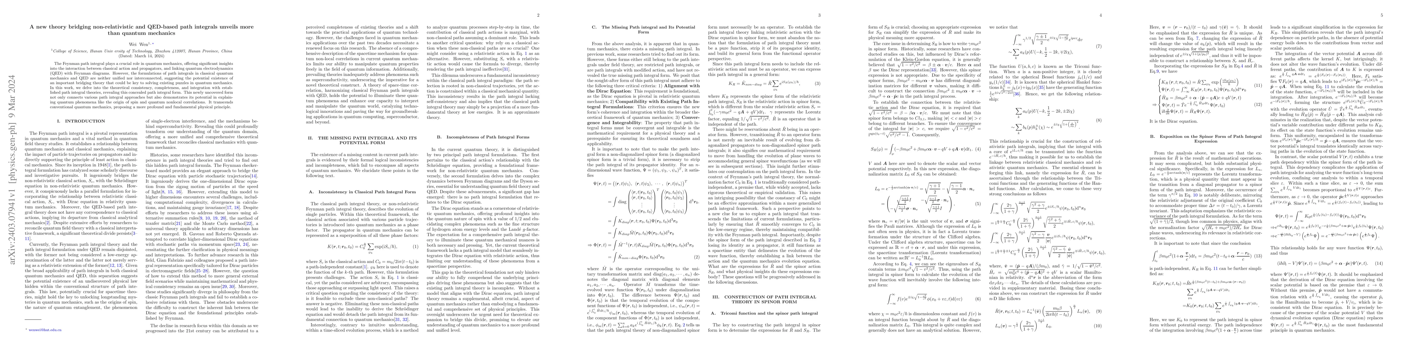 Thumbnail for A new theory bridging non-relativistic and QED-based path integrals
  unveils more than quantum mechanics