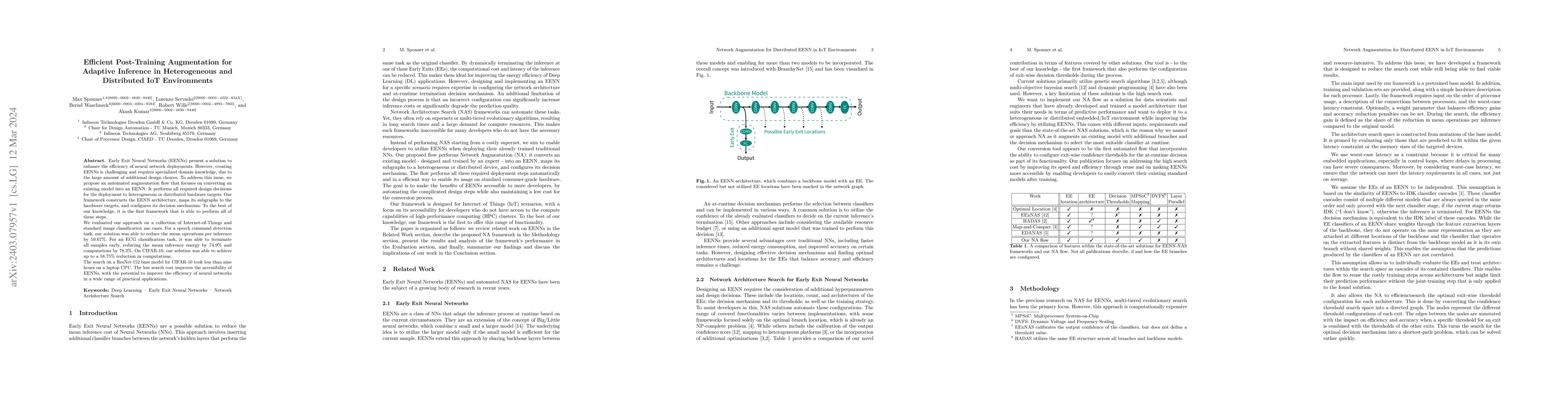 Thumbnail for Efficient Post-Training Augmentation for Adaptive Inference in
  Heterogeneous and Distributed IoT Environments