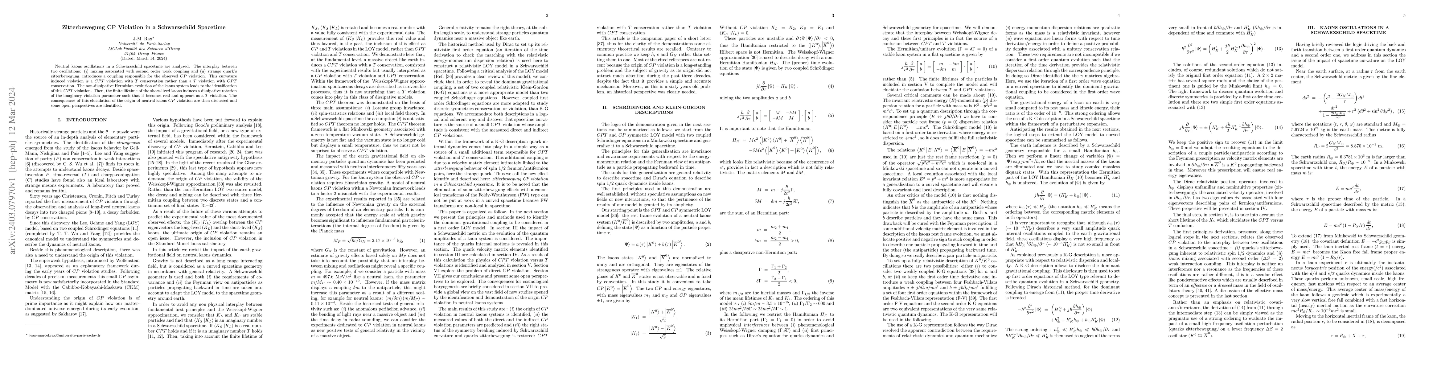 Thumbnail for Zitterbewegung CP violation in a Schwarzschild spacetime