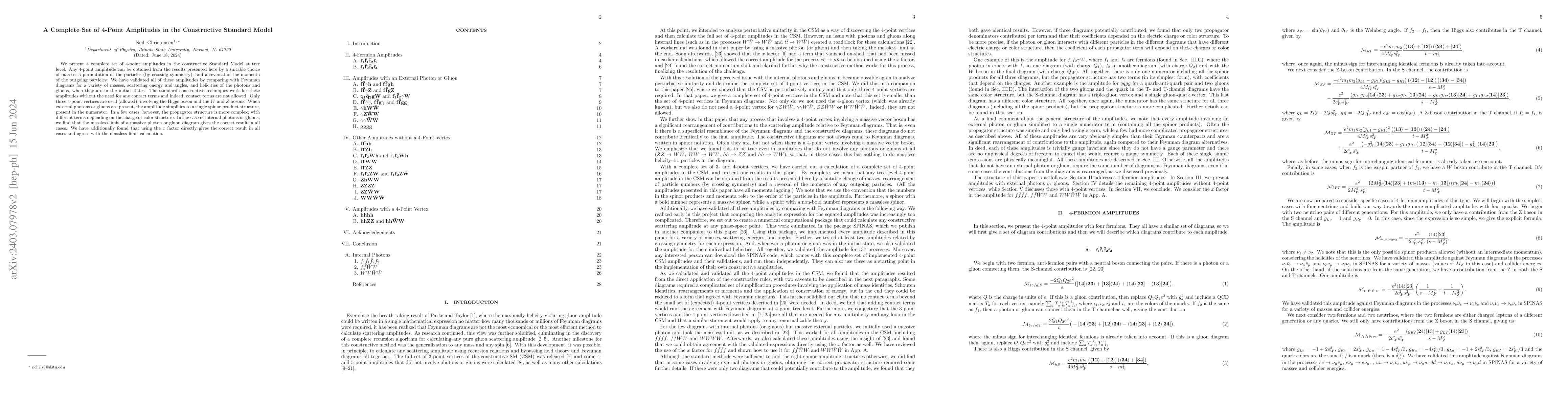 Thumbnail for A Complete Set of 4-Point Amplitudes in the Constructive Standard Model
