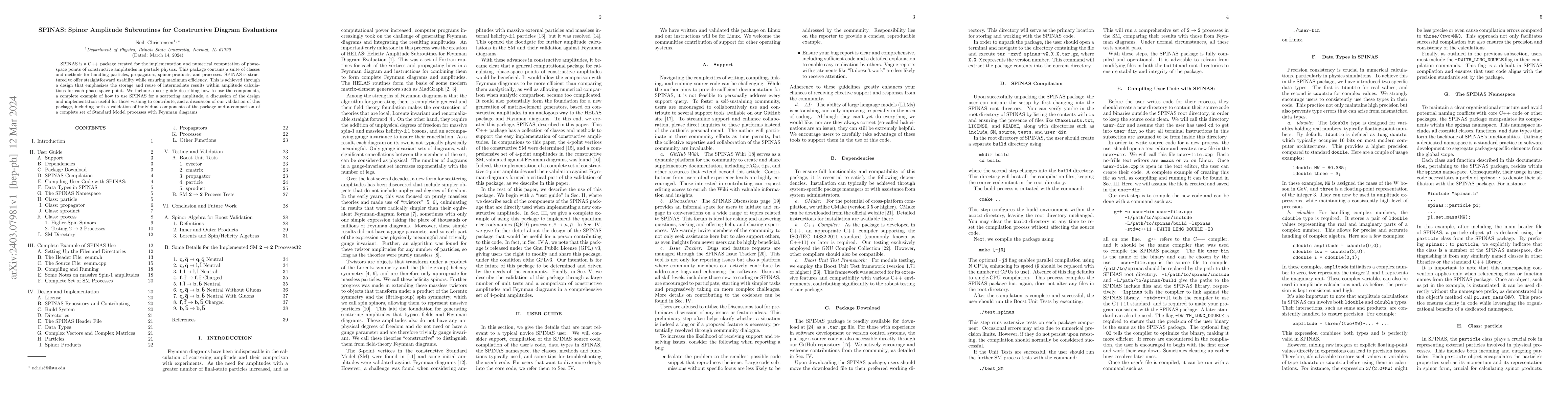 Thumbnail for SPINAS: Spinor Amplitude Subroutines for Constructive Diagram
  Evaluations