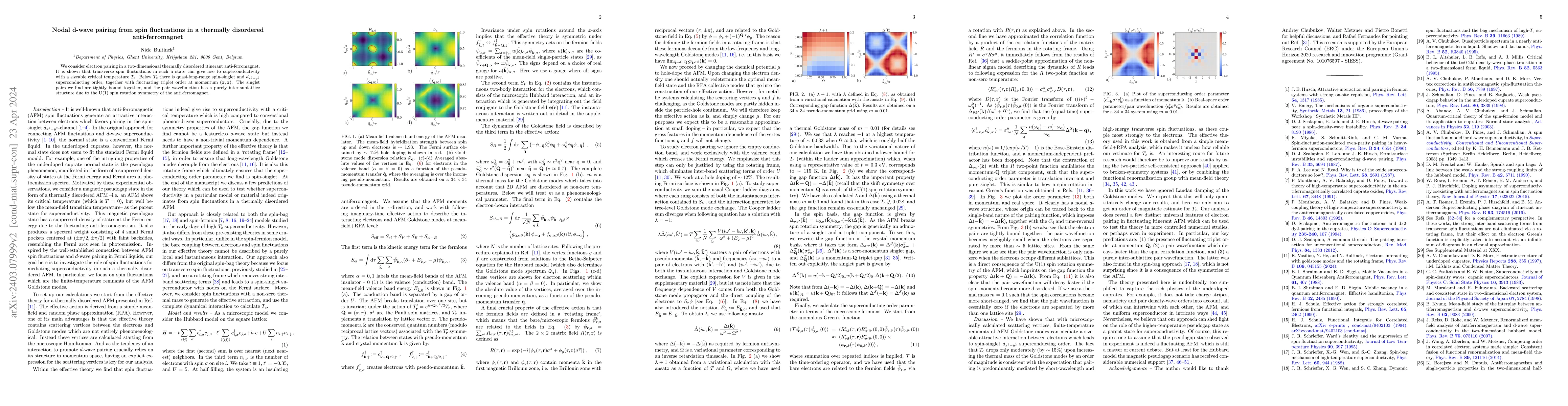 Thumbnail for Nodal d-wave pairing from spin fluctuations in a thermally disordered
  anti-ferromagnet