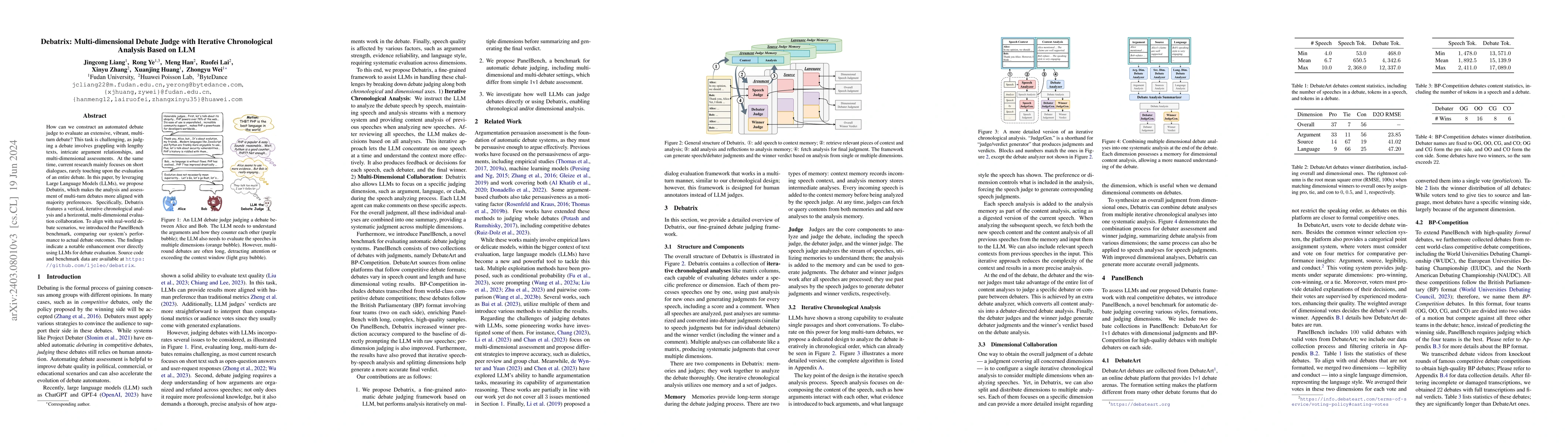 Thumbnail for Debatrix: Multi-dimensional Debate Judge with Iterative Chronological
  Analysis Based on LLM