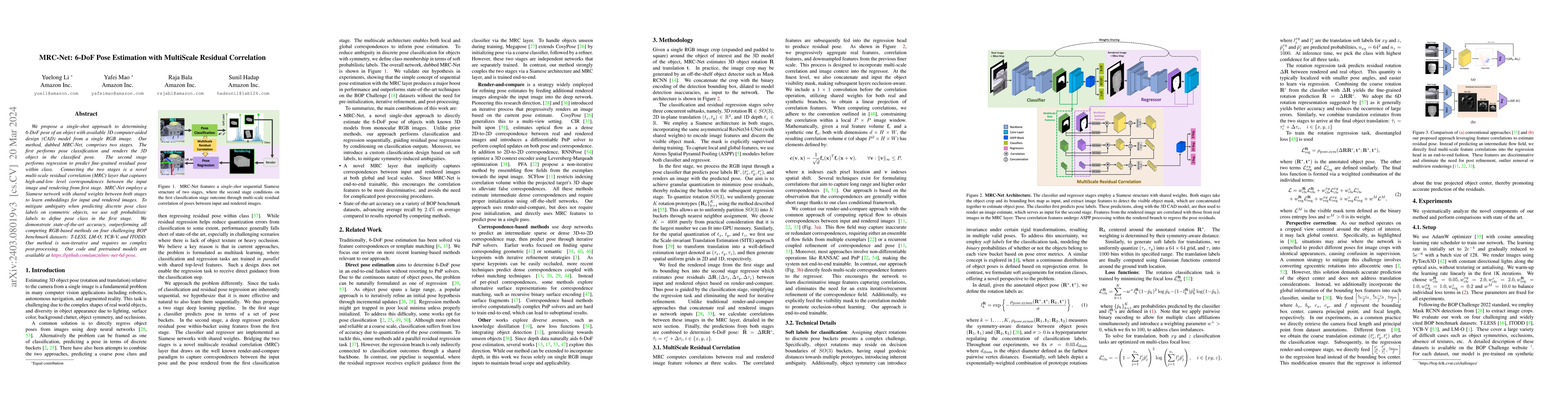 Thumbnail for MRC-Net: 6-DoF Pose Estimation with MultiScale Residual Correlation