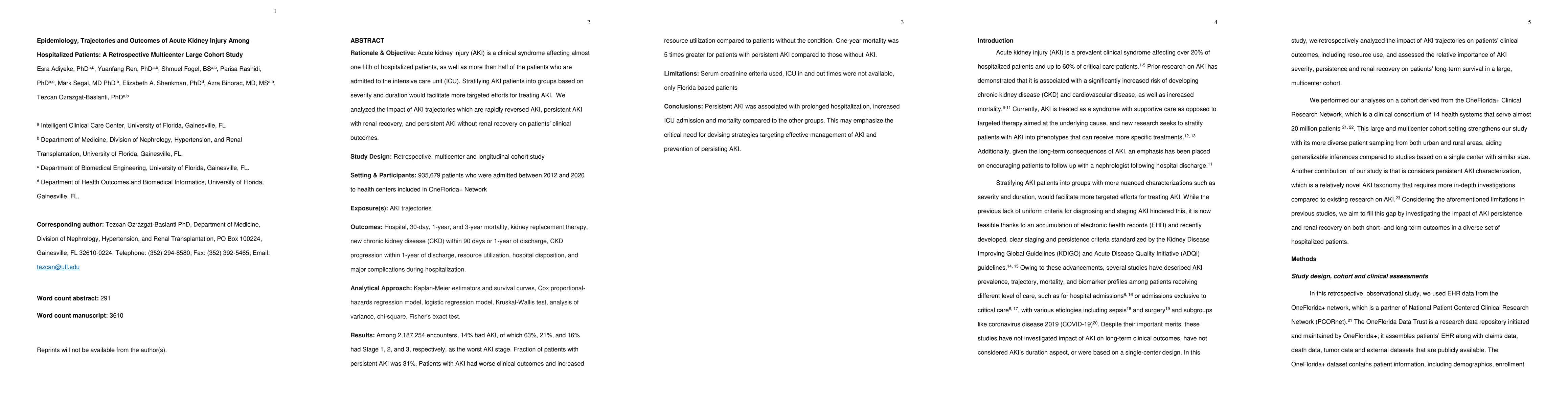 Thumbnail for Epidemiology, Trajectories and Outcomes of Acute Kidney Injury Among
  Hospitalized Patients: A Retrospective Multicenter Large Cohort Study