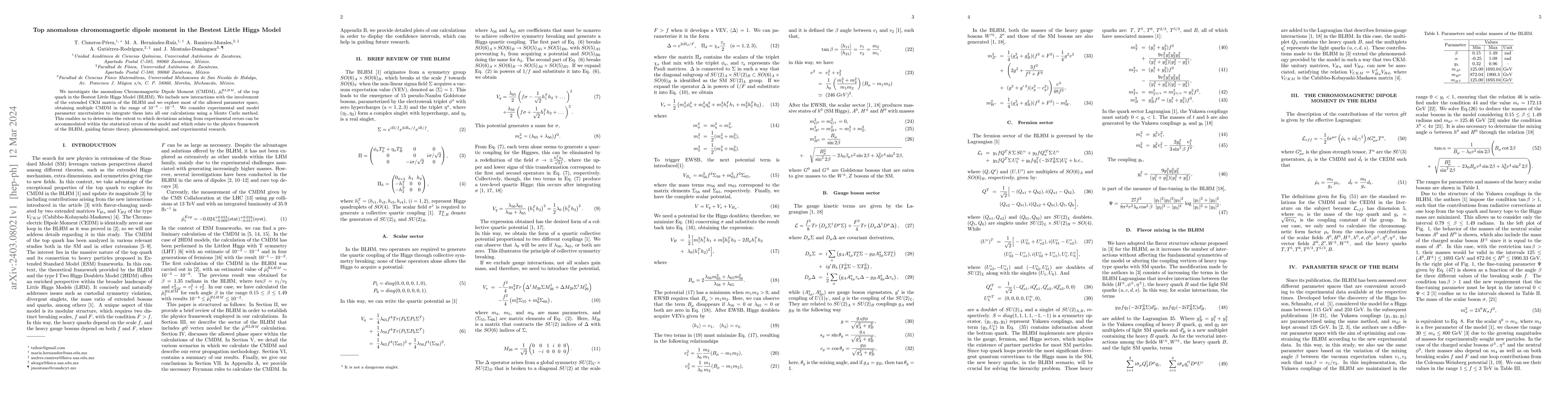 Thumbnail for Top anomalous chromomagnetic dipole moment in the Bestest Little Higgs
  Model