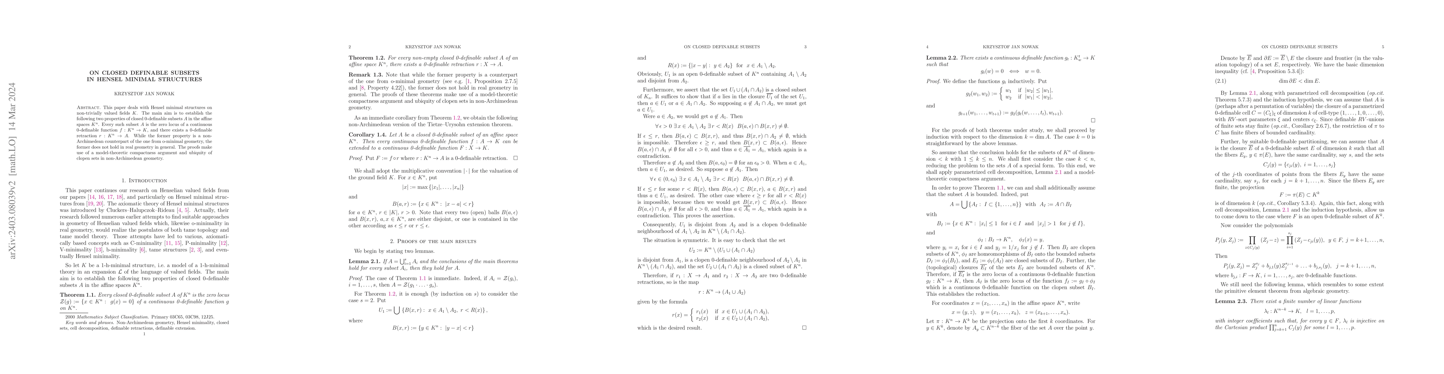 Thumbnail for On closed definable subsets in Hensel minimal structures