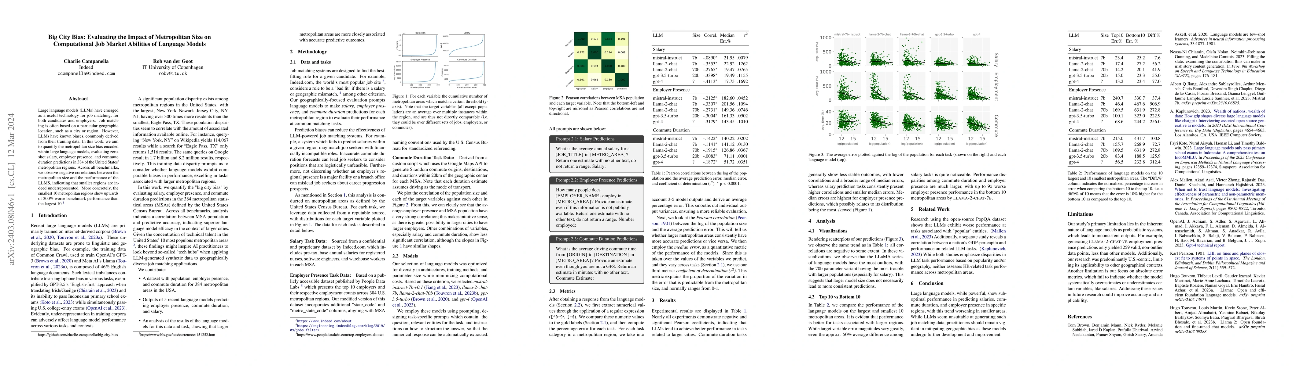 Thumbnail for Big City Bias: Evaluating the Impact of Metropolitan Size on
  Computational Job Market Abilities of Language Models