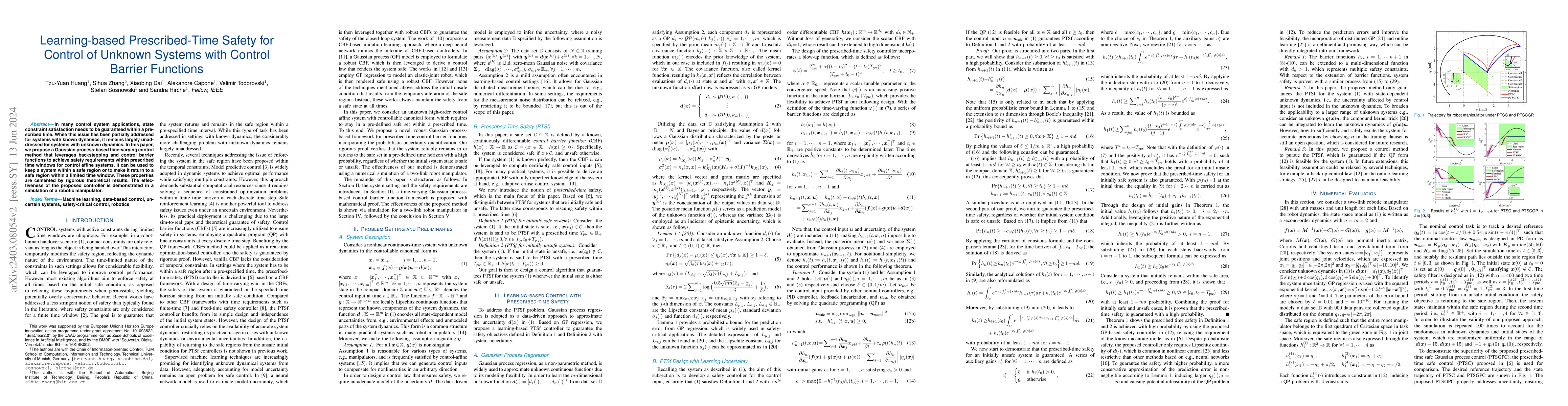 Thumbnail for Learning-based Prescribed-Time Safety for Control of Unknown Systems
  with Control Barrier Functions