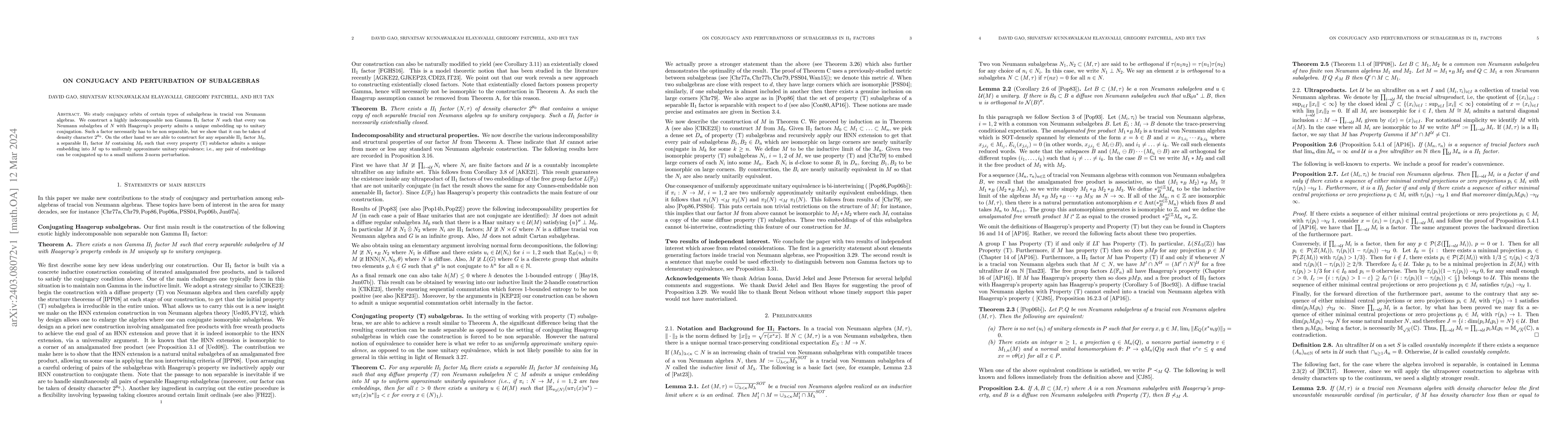 Thumbnail for On conjugacy and perturbation of subalgebras