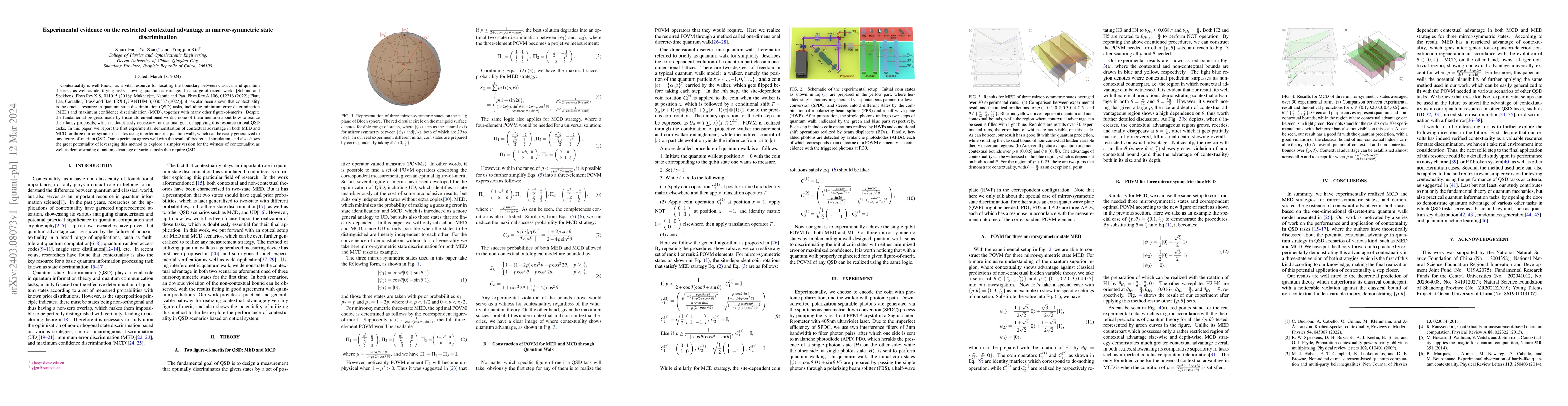 Thumbnail for Experimental demonstration of Contextual Advantage in minimum error and
  maximum confidence mirror-state discrimination