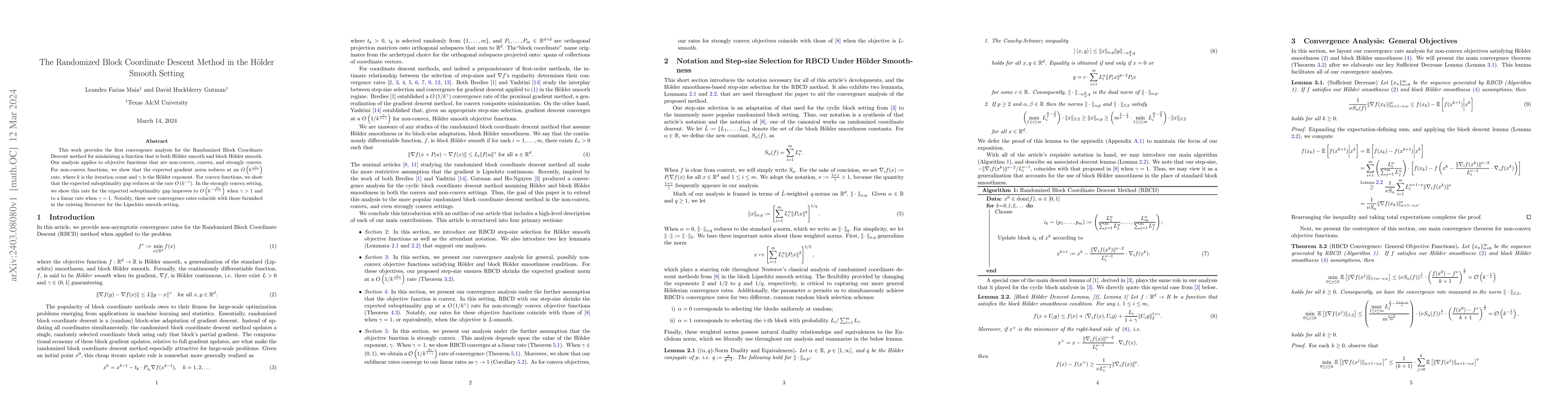 Thumbnail for The Randomized Block Coordinate Descent Method in the H\"older Smooth
  Setting