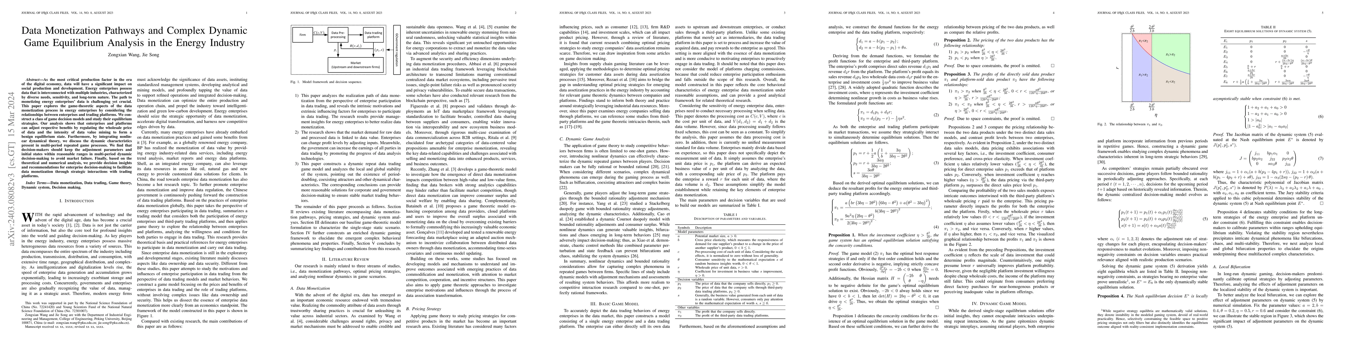 Thumbnail for Data Monetization Pathways and Complex Dynamic Game Equilibrium Analysis
  in the Energy Industry