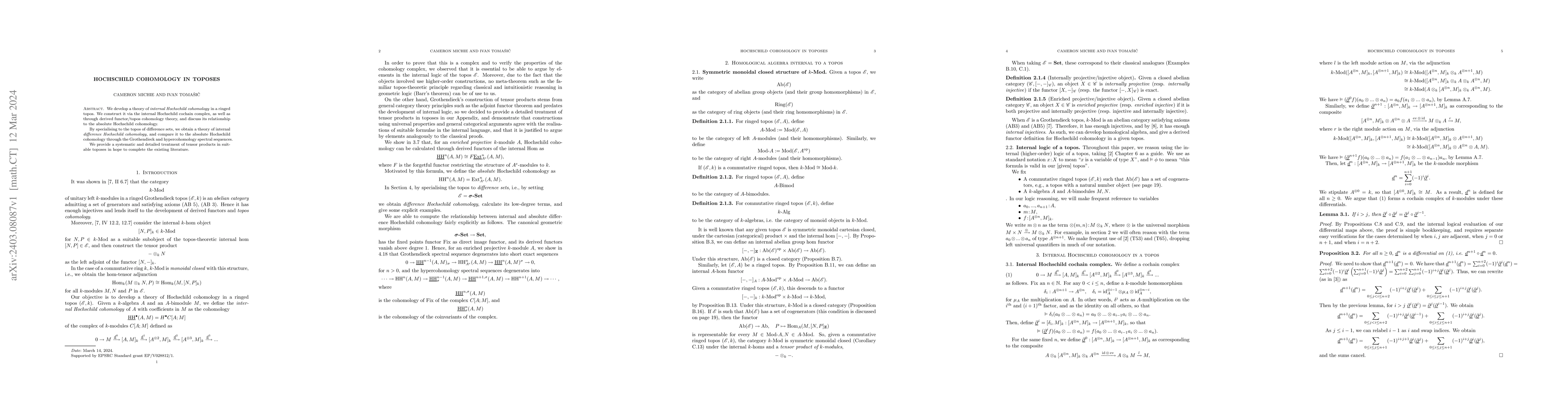 Thumbnail for Hochschild cohomology in toposes