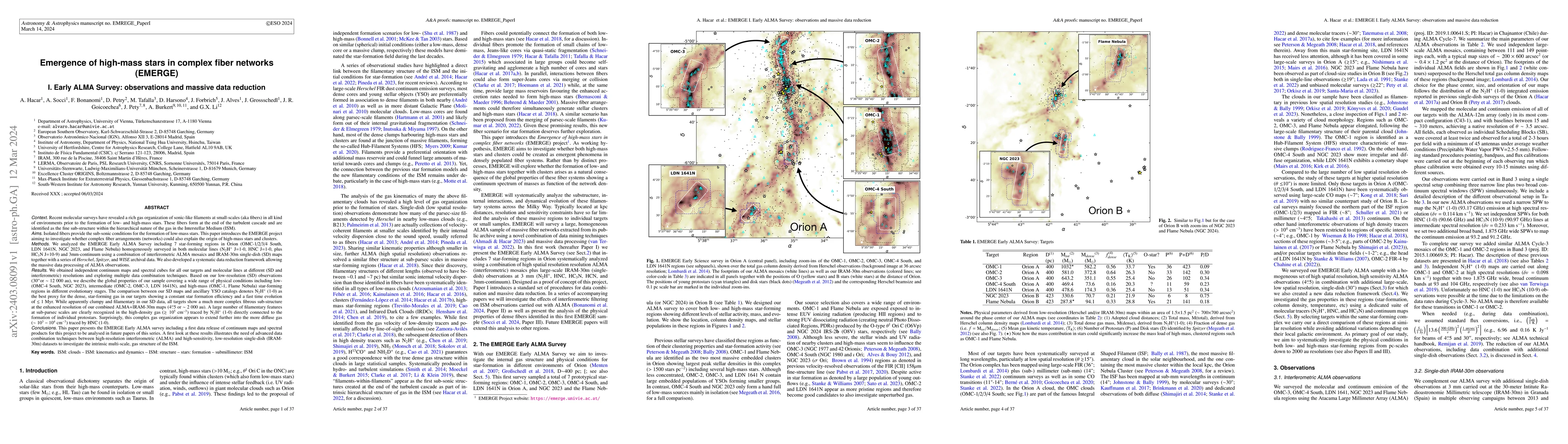 Thumbnail for Emergence of high-mass stars in complex fiber networks (EMERGE). I.
  Early ALMA Survey: observations and massive data reduction