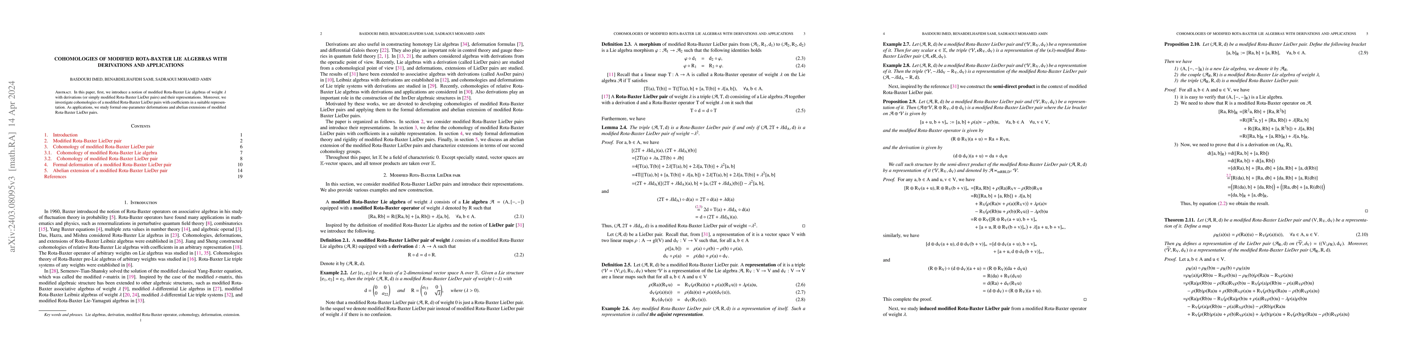 Thumbnail for Cohomologies of modified Rota-Baxter Lie algebras with derivations and
  applications