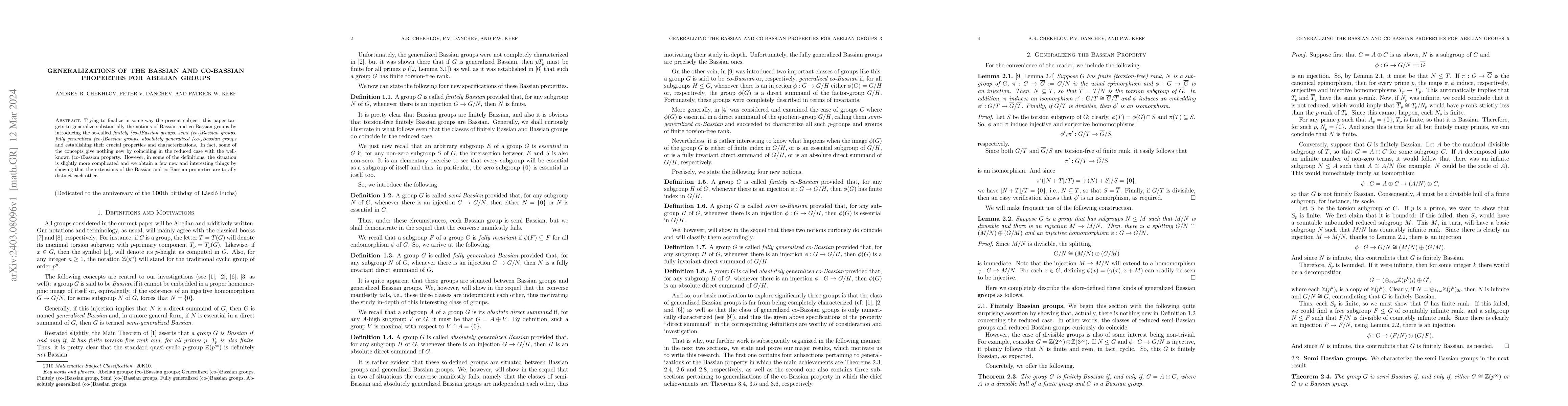 Thumbnail for Generalizations of the Bassian and co-Bassian Properties for Abelian
  Groups