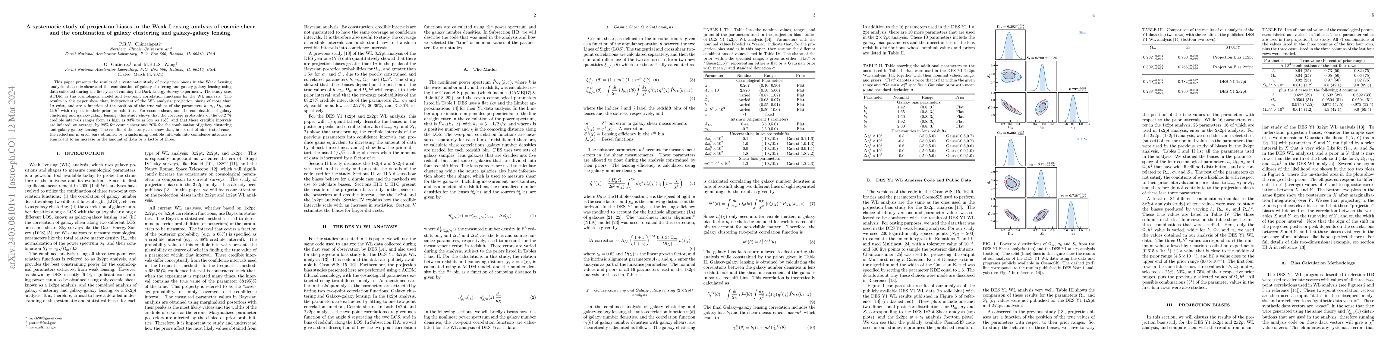Thumbnail for A systematic study of projection biases in the Weak Lensing analysis of
  cosmic shear and the combination of galaxy clustering and galaxy-galaxy
  lensing
