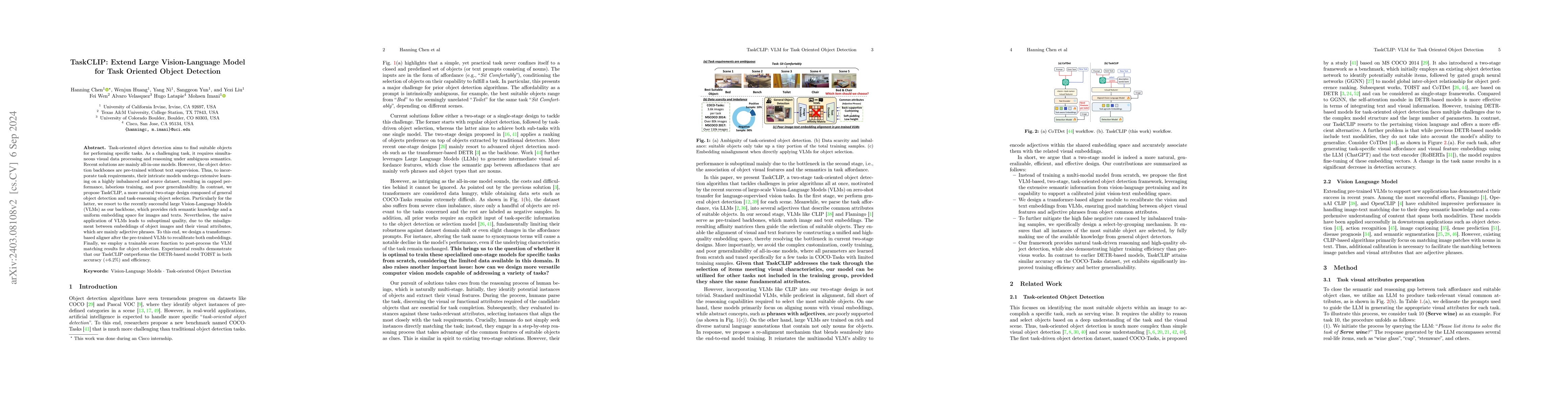 Thumbnail for TaskCLIP: Extend Large Vision-Language Model for Task Oriented Object
  Detection