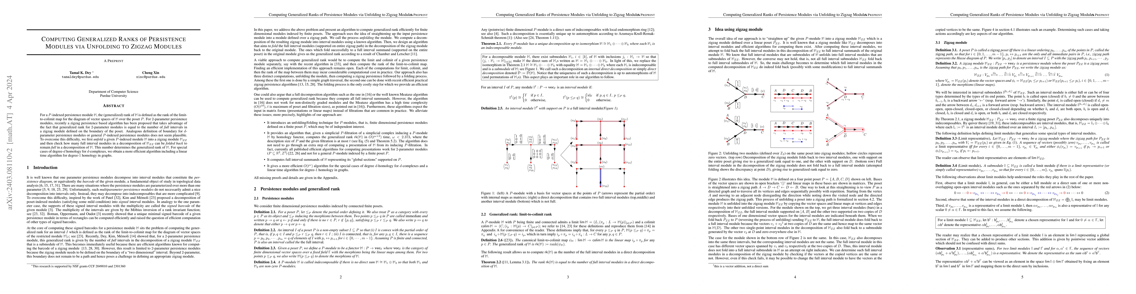 Thumbnail for Computing Generalized Ranks of Persistence Modules via Unfolding to
  Zigzag Modules