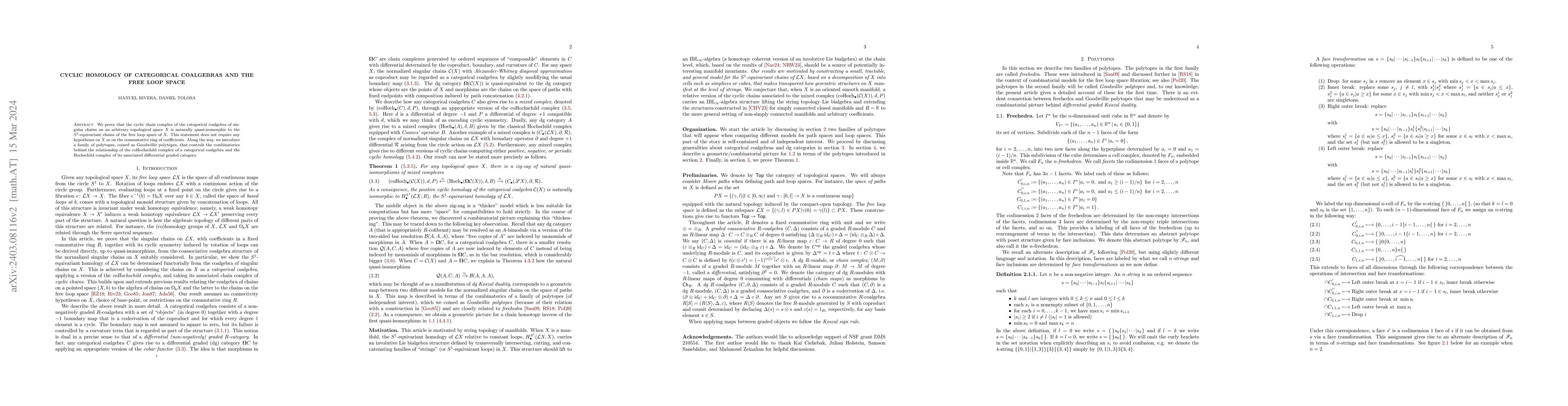 Thumbnail for Cyclic homology of categorical coalgebras and the free loop space