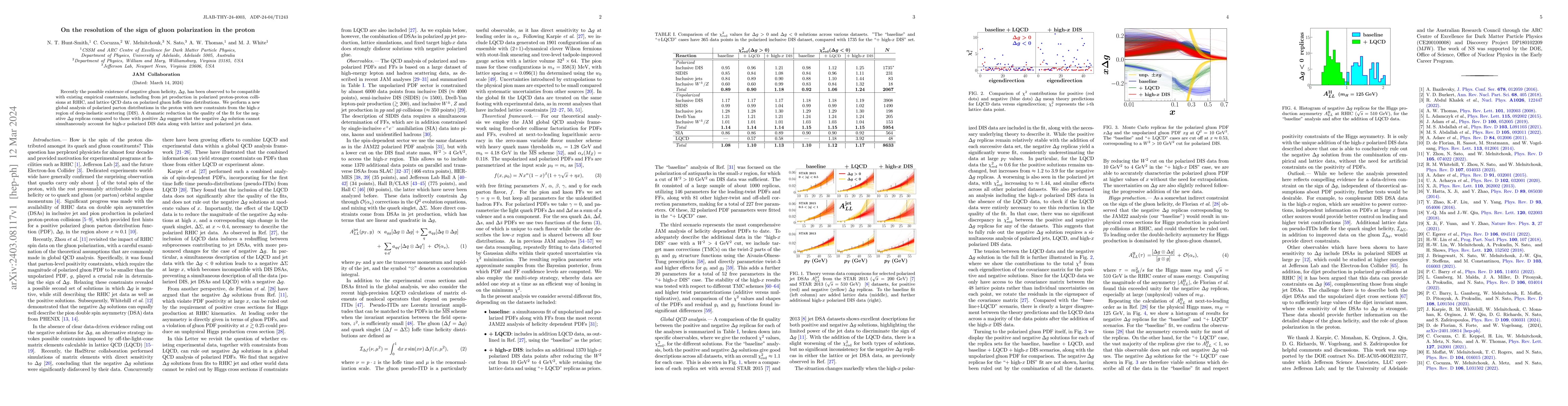 Thumbnail for On the resolution of the sign of gluon polarization in the proton