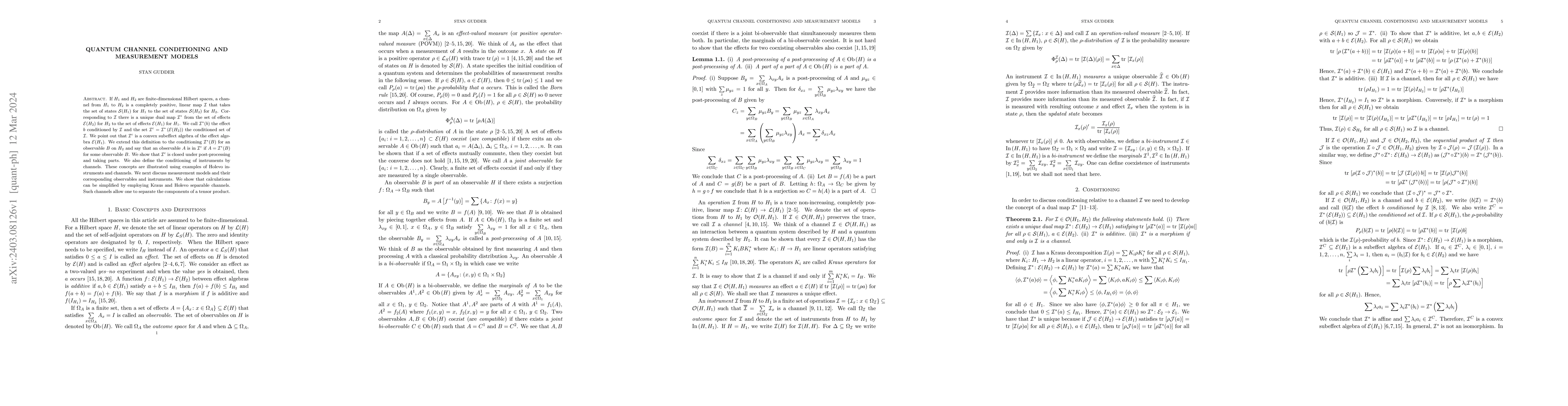 Thumbnail for Quantum Channel Conditioning and Measurement Models